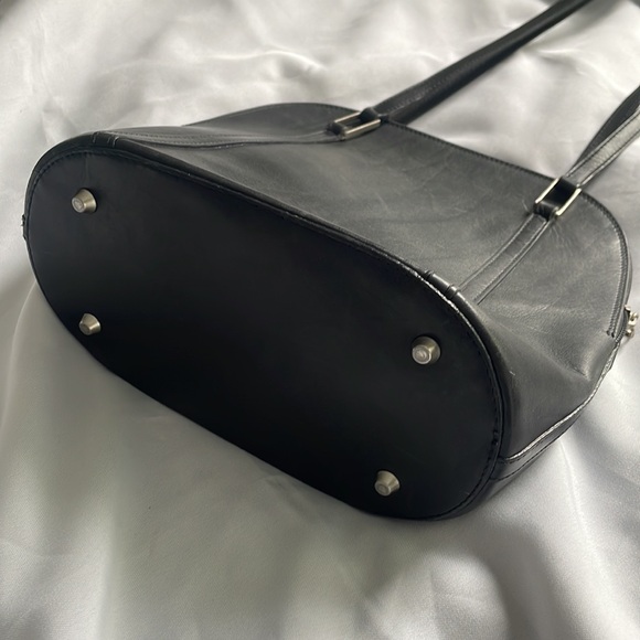 Saks Fifth Avenue Genuine Leather Black Structured Shoulder Bag - Picture 5 of 10